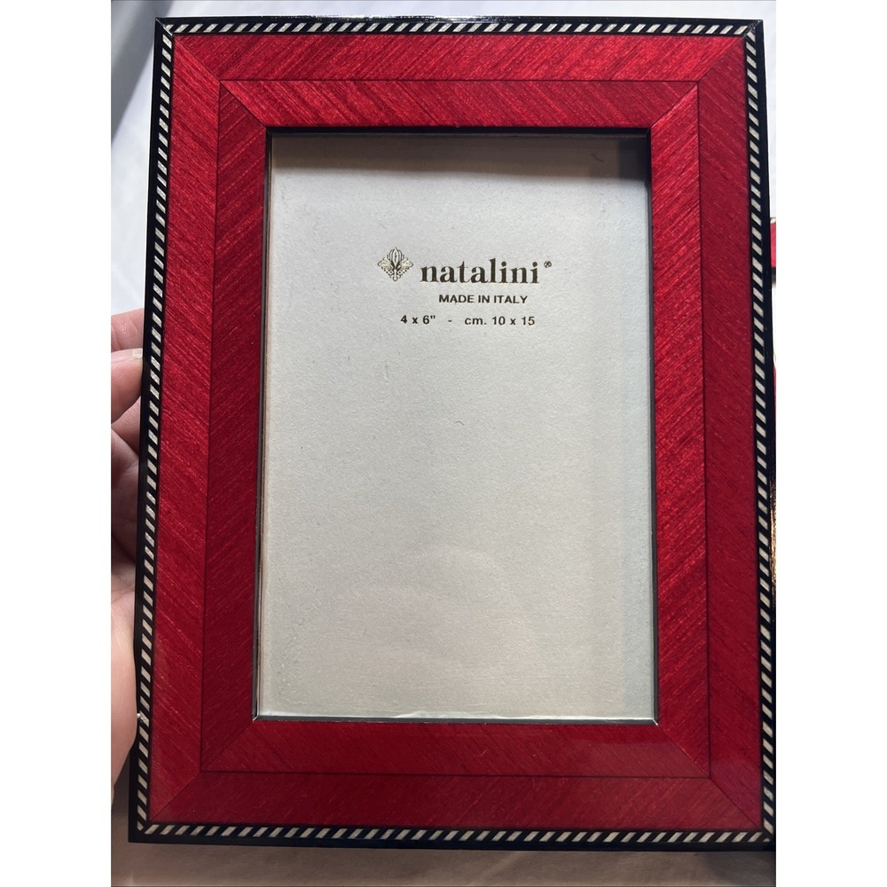 Set Of 2 Red Wood Grain Natalini Picture Frames - Picture 2 of 3